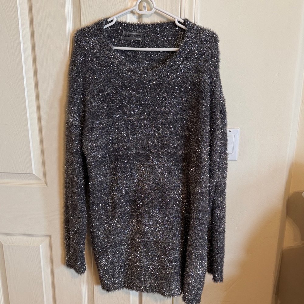 Anthropologie Shimmering Gray Sweater